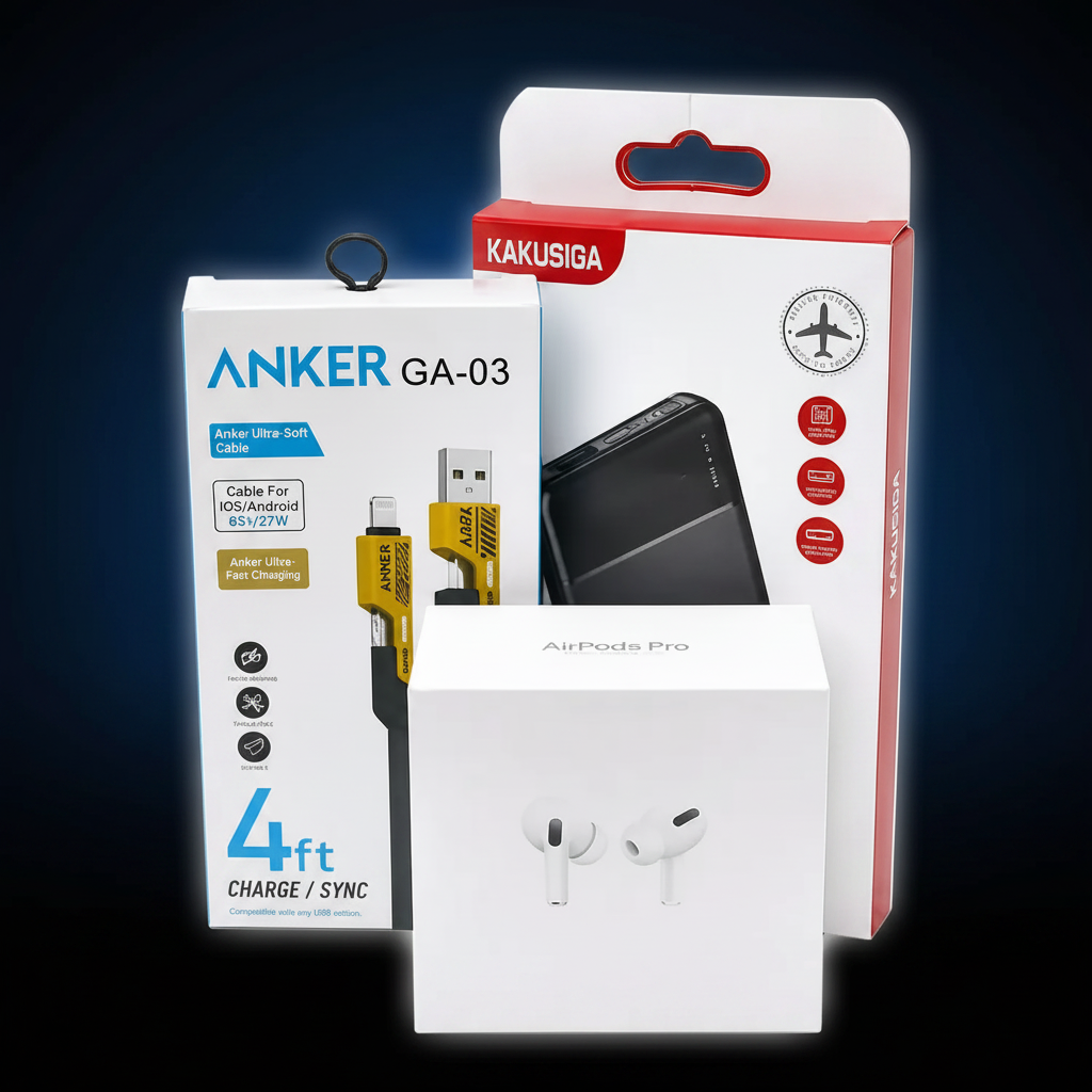 ⚡ Pack Essentiel TIKA PHONE
🎧 AirPods Pro
🔋 Power Bank
🔌 Câble 2 en 1

✔ Qualité premium
✔ Charge rapide
✔ Livraison disponible partout en Algérie 🇩🇿